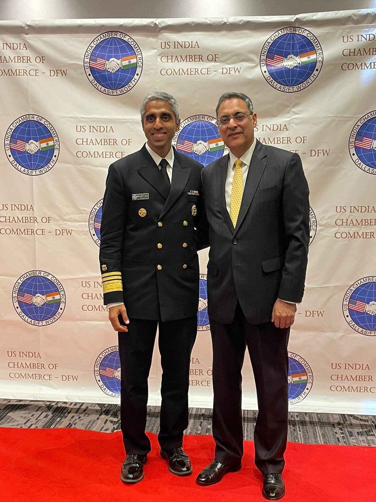 Consul General met Surgeon General  Vivek Murthy at the  ‘Wellness and Workplace Conference’ organized by the US India Chamber of Commerce, Dallas Fort Worth on September 23,2022