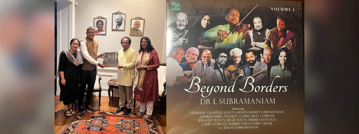  Consul General was honoured to receive  the first copy of the historic album titled BeyondBorders representing his five-decade-long Global Musical Fusion journey from Violin Maestro Padma Bhushan Dr L Subramaniam and legendary playback Singer Ms. KavithaKrishnamurthi Subramaniam